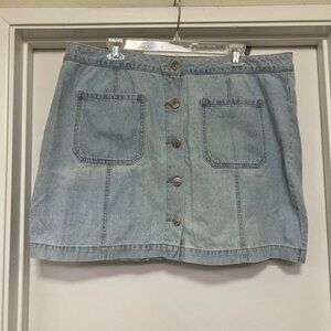 Forever 21 + faded denim/jean skirt with buttons - size 16